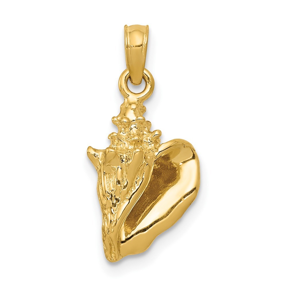 14k Yellow Gold 3-D Small MINI Conch Shell Necklace Charm Pendant
